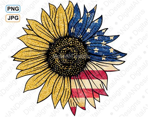 Sunflower American Flag Png Usa Sunflower Png America Flag Etsy