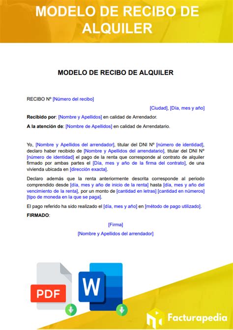 Modelo De Recibo De Alquiler Para Descargar Word