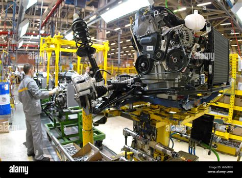 New Manufactured Engines On Assembly Line In A Factory Stock Photo Alamy