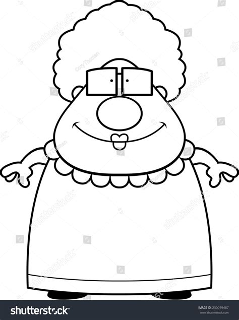 Happy Cartoon Grandma Standing Smiling Stock Vector Royalty Free