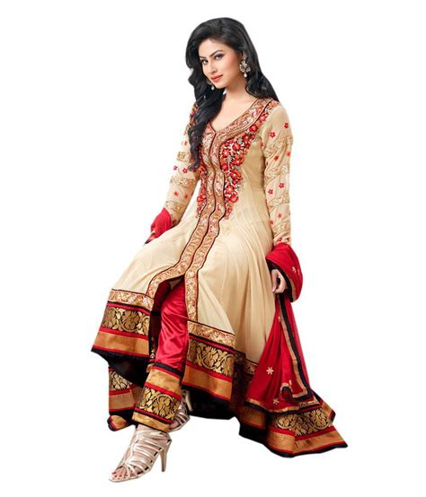 Desi Girl Beige Pure Georgette Stylish Anarkali Embroidered Dress