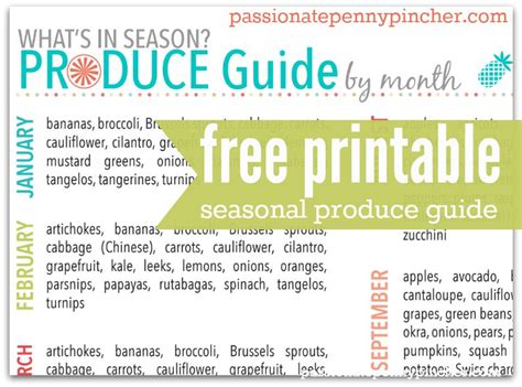 Free Printable Whats In Season Produce Guide Money Saving Mom