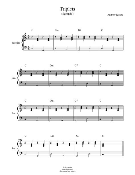Triplets Secondo Sheet Music For Piano Solo Download And Print In