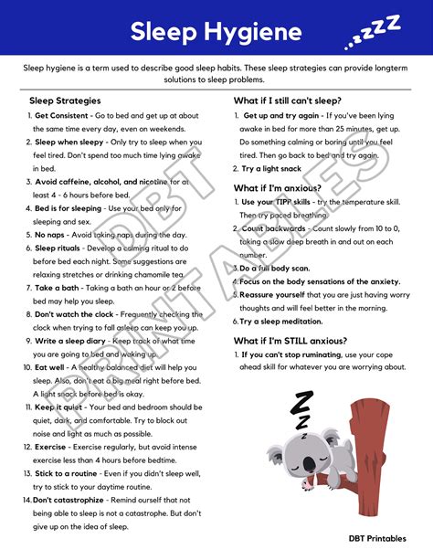 Please Skills Dbt Poster And Tracker Sleep Hygiene Handout Etsy Canada