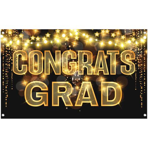 Buy Xtralarge Congrats Grad Banner 72x44 Inch Black And Gold