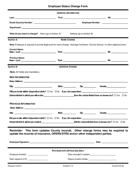 Employee guarantor's form samples / guarantee letter free download. Generic Employee Status Change Form Free Download