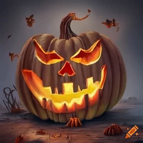 Scary Fantasy Art Of A Halloween Pumpkin On Craiyon