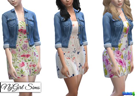 Sims 4 Ccs The Best Spring Dress With Denim Jacket By Nygirl
