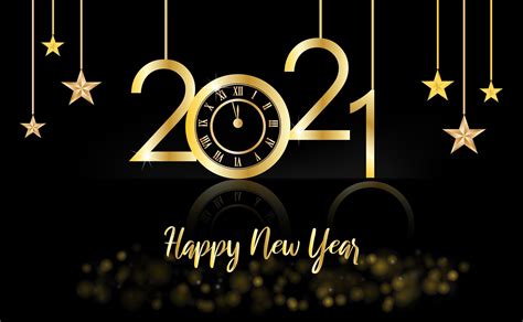 happy new year 2021 gold and black background with a clock and stars 1268637 vector art at vecteezy