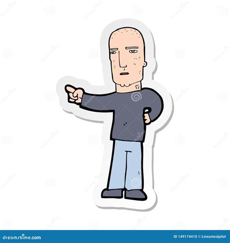 Sticker Of A Cartoon Tough Guy Pointing Stock Vector Illustration Of