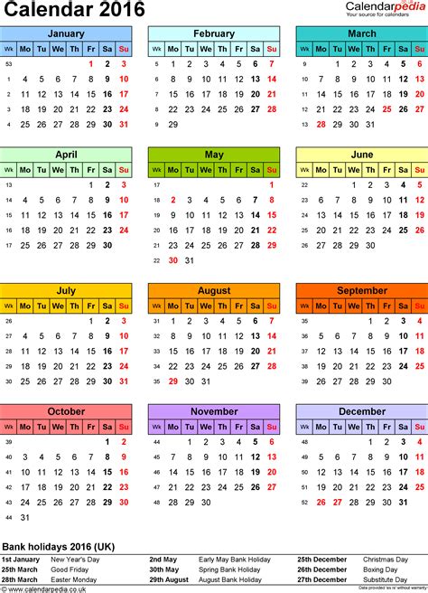 2021 blank and printable word calendar template. Template 9: Yearly calendar 2016 as PDF template, portrait ...