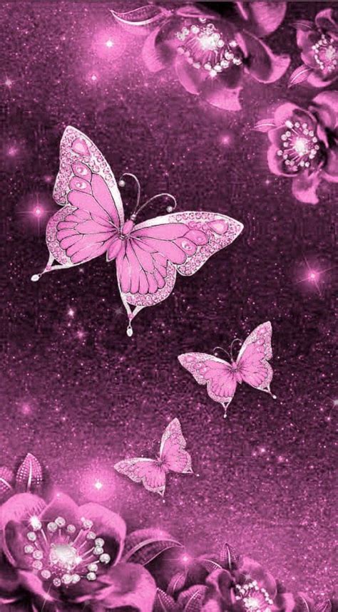 Download Beautiful And Fluttering Pink Glitter Butterfly Wallpaper