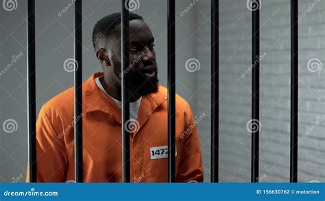 African American Criminal Serving Sentence In Jail Waiting For Prison