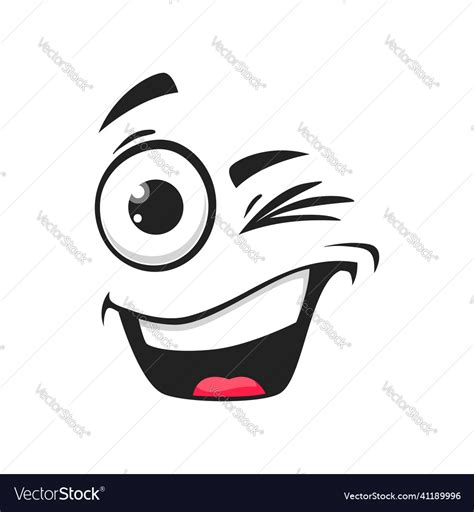 Cartoon Smiling Face With Wink Eye Blink Emoji Vector Image