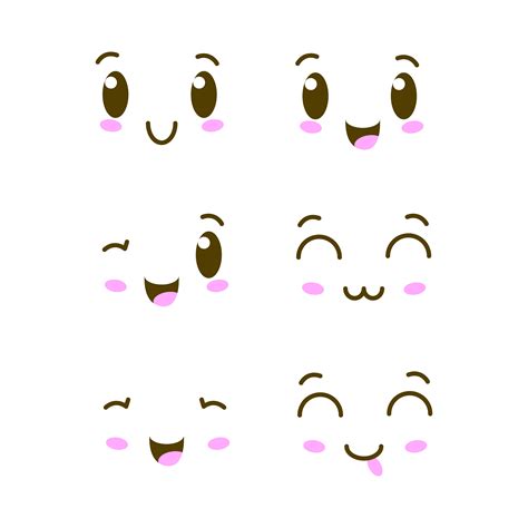 Kawaii Face Expressions On White 1265787 Vector Art At Vecteezy