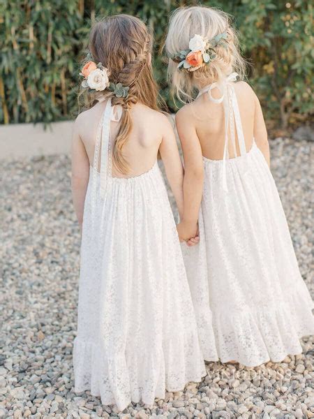 Cute Halter Lace Flower Girl Dresses For Beach Wedding Gl1085 Viniodress