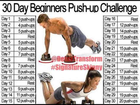 30 Day Beginners Push Up Challenge Fitness Pinterest