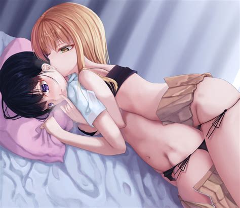 Nekobell Aihara Mei Aihara Yuzu Citrus Saburouta Absurdres Highres 2girls Bed Black