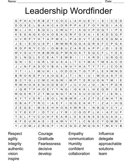 Leadership Wordfinder Word Search Wordmint