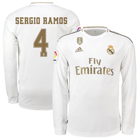 Mens Adidas Sergio Ramos White Real Madrid 201920 Home Replica Long
