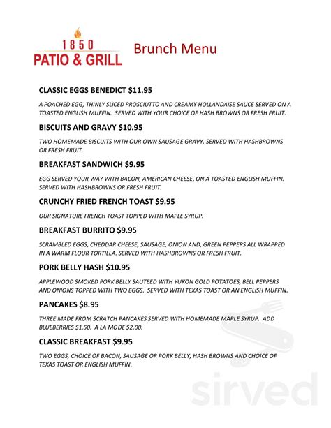 1850 Patio Grill menu in Waterloo, Iowa, USA