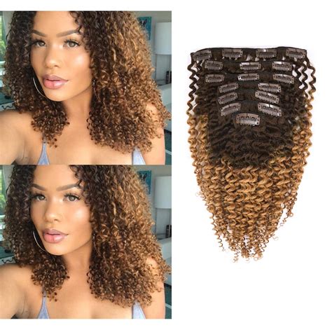 Amazon Com Anrosa Kinkys Curly Clip In Hair Extensions Human Hair 3C