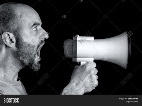 Man Shouting Into Image And Photo Free Trial Bigstock