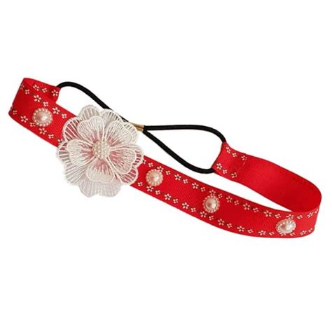 Red Headband With White Flower Shop Fashion Clothing Beauty