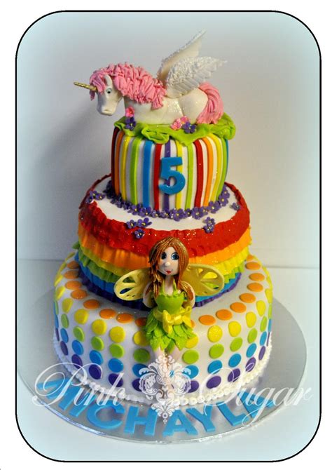 Pink Sugar Rainbow Fairy And Unicorn Cake For Michayla