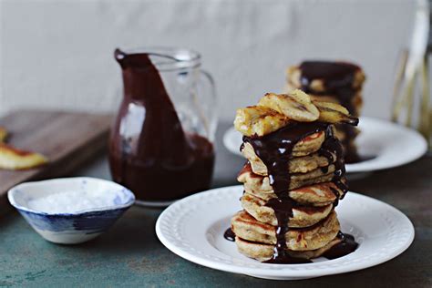 Grilled Banana Pancakes With Salted Chocolate Sauce