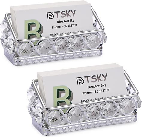 Amazon Com Btsky Pack Crystal Business Card Holder For Desk Name Card Display Stand For