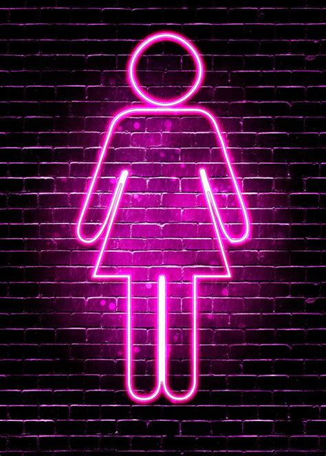 neon womens toilet sign poster by stustu displate