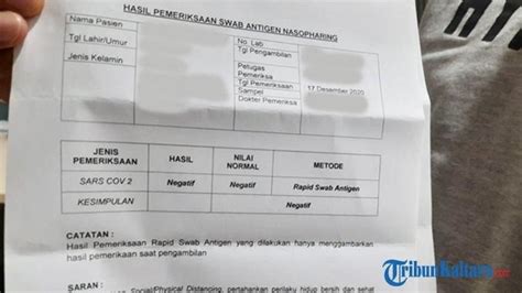 Contoh Surat Rapid Antigen Doc Paling Lengkap