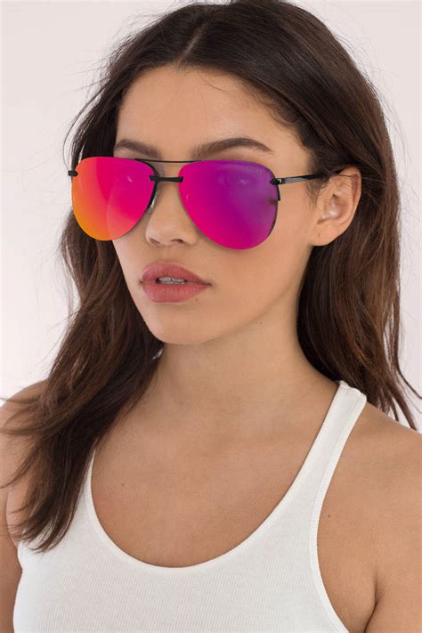 The Playa Mirrored Aviator Sunglasses In Black And Pink 48 Tobi Us