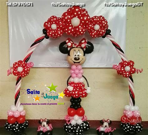 Entre y conozca nuestras increíbles ofertas y promociones. Arco de globos, columna y arreglos #MinnieMouse #SaltayJuega (502)5797-0571 SaltayJuega.com # ...