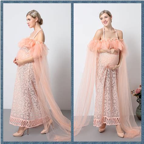 Maternity Photography Props Maternity Dress Pregnancy Photography Dress Sexy Mesh Long Voile