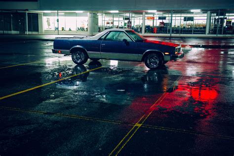 Mysterious Series Of A Lonely Car Under Neon Light Cinematic