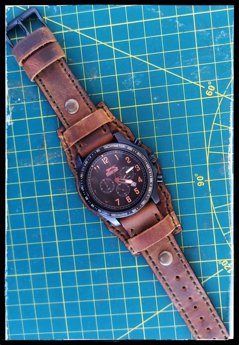 Leather Cuff Watch Strap Handmade Watch Band T For Men Etsy