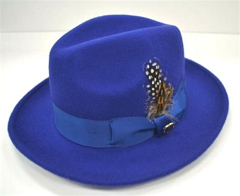 Mens 100 Wool Fedora Royal Blue Crushable Hat By Bruno Capelo Hakeem