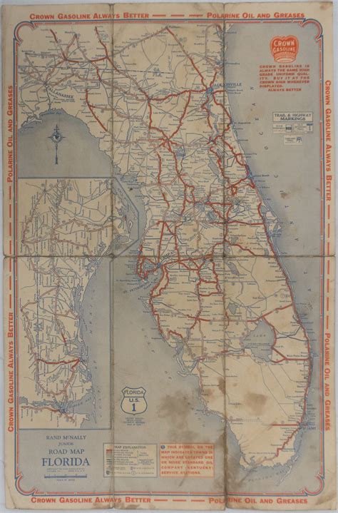 1926 Edition Auto Road Map Of Florida · Old Spanish Trail Association