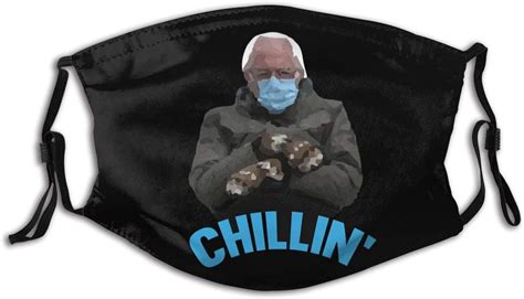 Chillin Bernie Mittens Meme Bernie Sanders Sitting Premium Adults Mouth Mask With