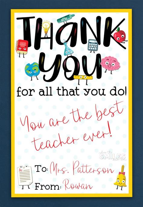 Teacher Appreciation Thank You Printables
