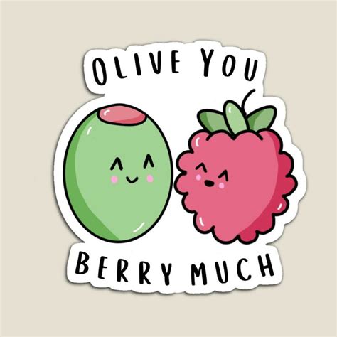 Olive You Berry Much Food Pun Sticker In 2021 Cute Puns Funny