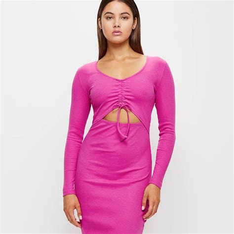 Lily Loves Ribbed Ruched Front Midi Dress Target Australia