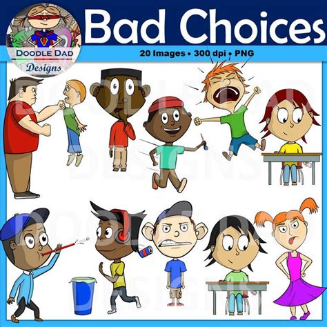 Bad Choices Clip Art Behavior Negative Rules Counseling Etsy