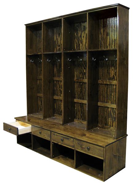 Custom Lockers With Bench Drawers - Sawdust City Custom Furniture