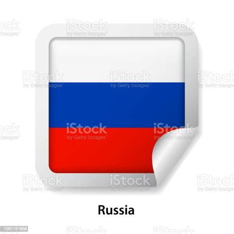 Flag Of Russia Round Glossy Badge Sticker Stock Illustration Download