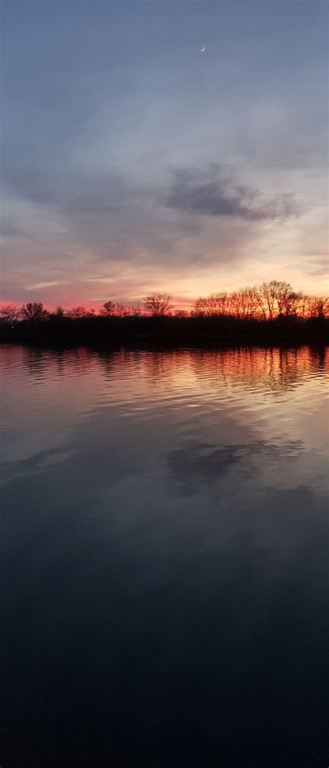 1080x2520 Resolution Sunset Over River In The Evening 1080x2520