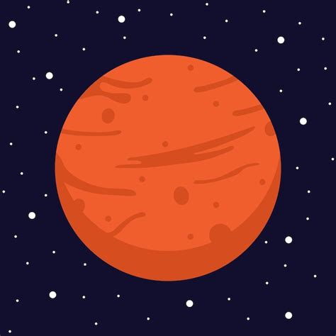 Premium Vector Red Planet Mars In Dark Space Vector Cartoon