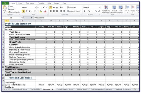 Monthly Business Budget Excel Spreadsheet Template
